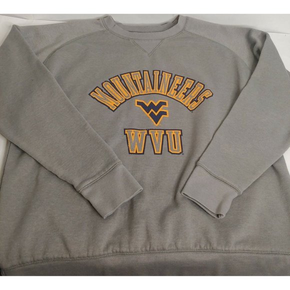 Champion WVU Men's L West Virginia Mountaineers Sweatshirt Crew Neck Gray EUC - Picture 2 of 8